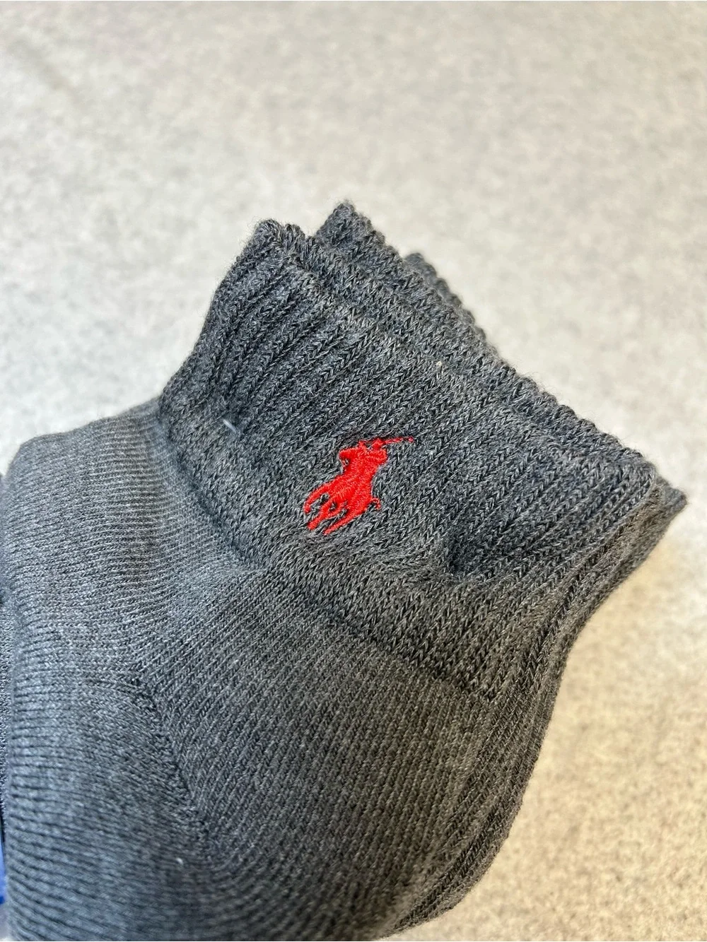 Polo Ralph Lauren Men's Socks Classic Ankle Cut Sport 6 Pairs NWT Gray with Red